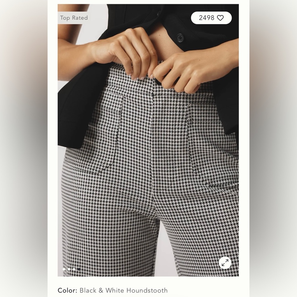 (Anthropologie) The Collette Houndstooth Crop Wide-Leg Pants by Maeve - Picture 4 of 10